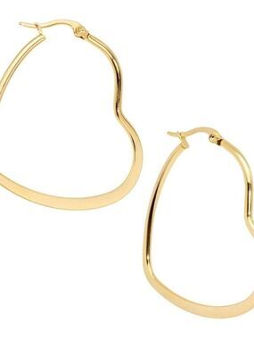 40mm Gold Tone PVD Stainless Steel Heart Hoop Earrings